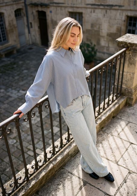 Blauwe DRYKORN  OSHIA STRIPE BLOUSE - large