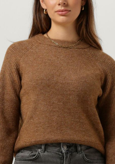 SELECTED FEMME Pull SLFRENA LS KNIT O-NECK CAMP en marron - large