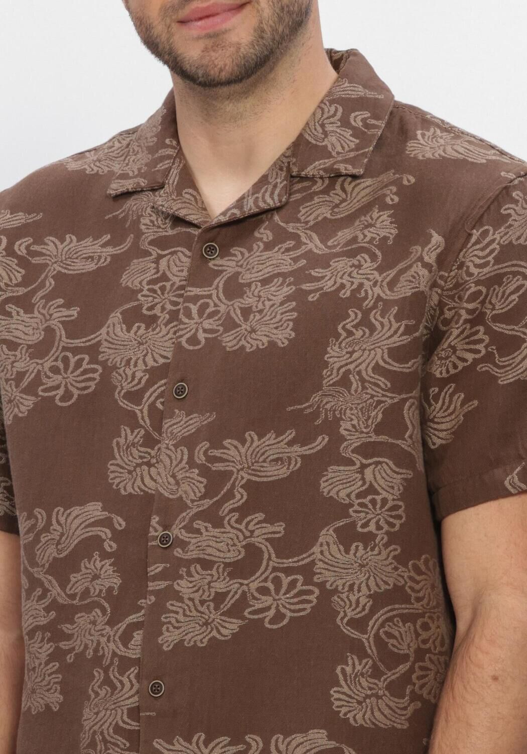 Bruine ANERKJENDT Casual overhemd AKLEANDER JACC SS SHIRT - large