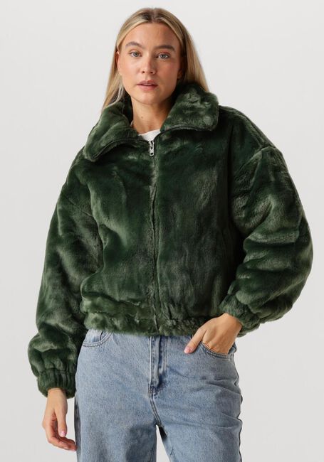 Donkergroene ALIX THE LABEL Faux fur jas FAUX FUR COAT - large