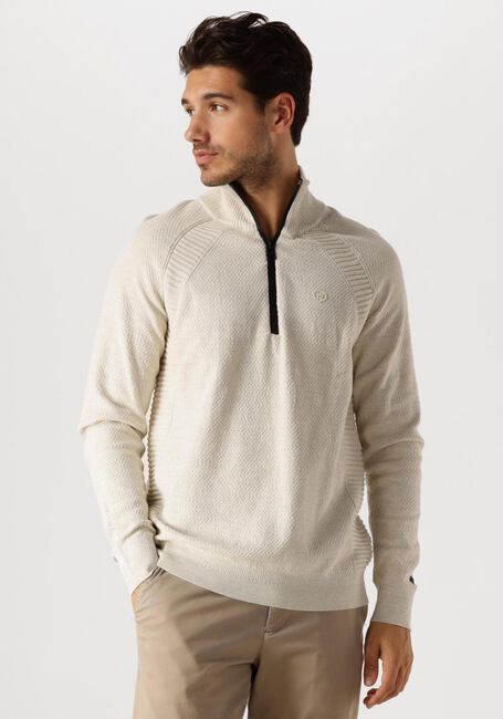 CAST IRON Pull HALF ZIP COLLAR COTTON HEATHER PLATED BLEND en beige - large
