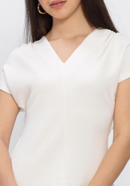 Witte SELECTED WOMEN Tops & T-shirts SLFTENNY SS V-NECK GATHERED TOP - large