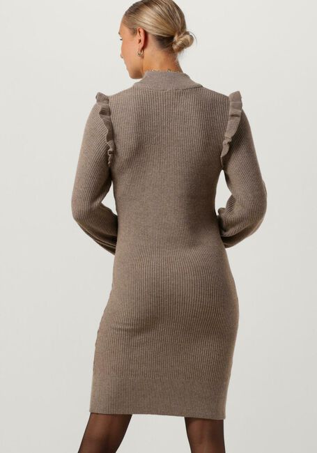 Bruine OBJECT Mini jurk OBJMALEA L/S RUFFLE KNIT DRESS - large