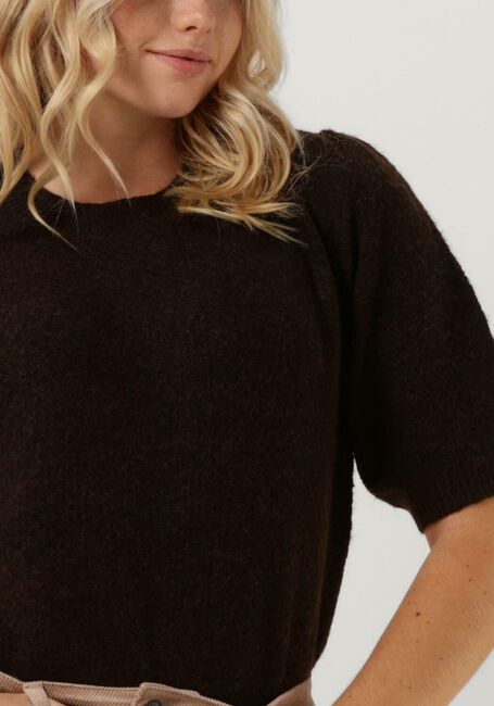 CC HEART Pull ELSA DIAMOND KNIT BLOUSE, SHORT SLEEVES en marron - large