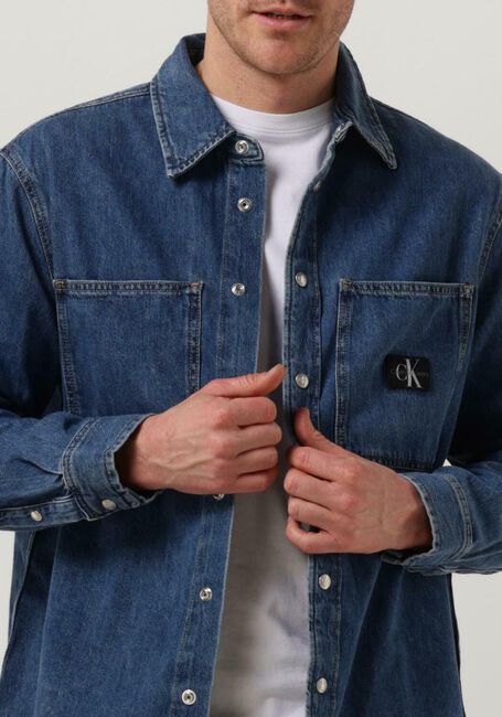 Blauwe CALVIN KLEIN Spijkerjas RELAXED LINEAR DENIM SHIRT - large