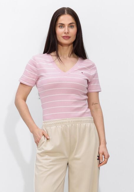 TOMMY HILFIGER T-shirt SLIM CODY V-NK en rose - large