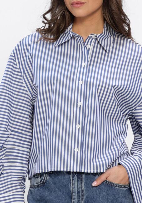 Blauwe ALIX THE LABEL  LADIES WOVEN FANCY STRIPED BLOUSE - large