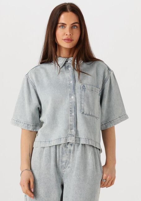 Blauwe CATWALK JUNKIE  SHORT SLEEVE DENIM BLOUSE - large