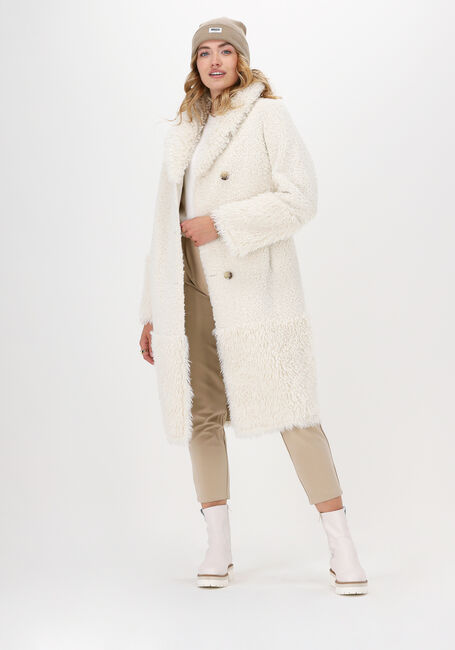 Creme BEAUMONT Teddy jas LONG REVERSIBLE LAMMY MIX COAT - large