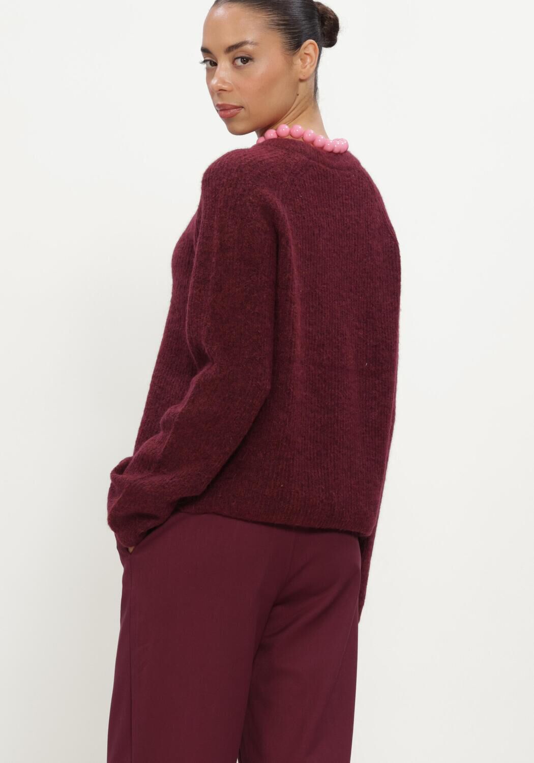 Bordeaux OBJECT Trui OBJAGATE O-NECK L/S KNIT PULLOVER NOOS - large