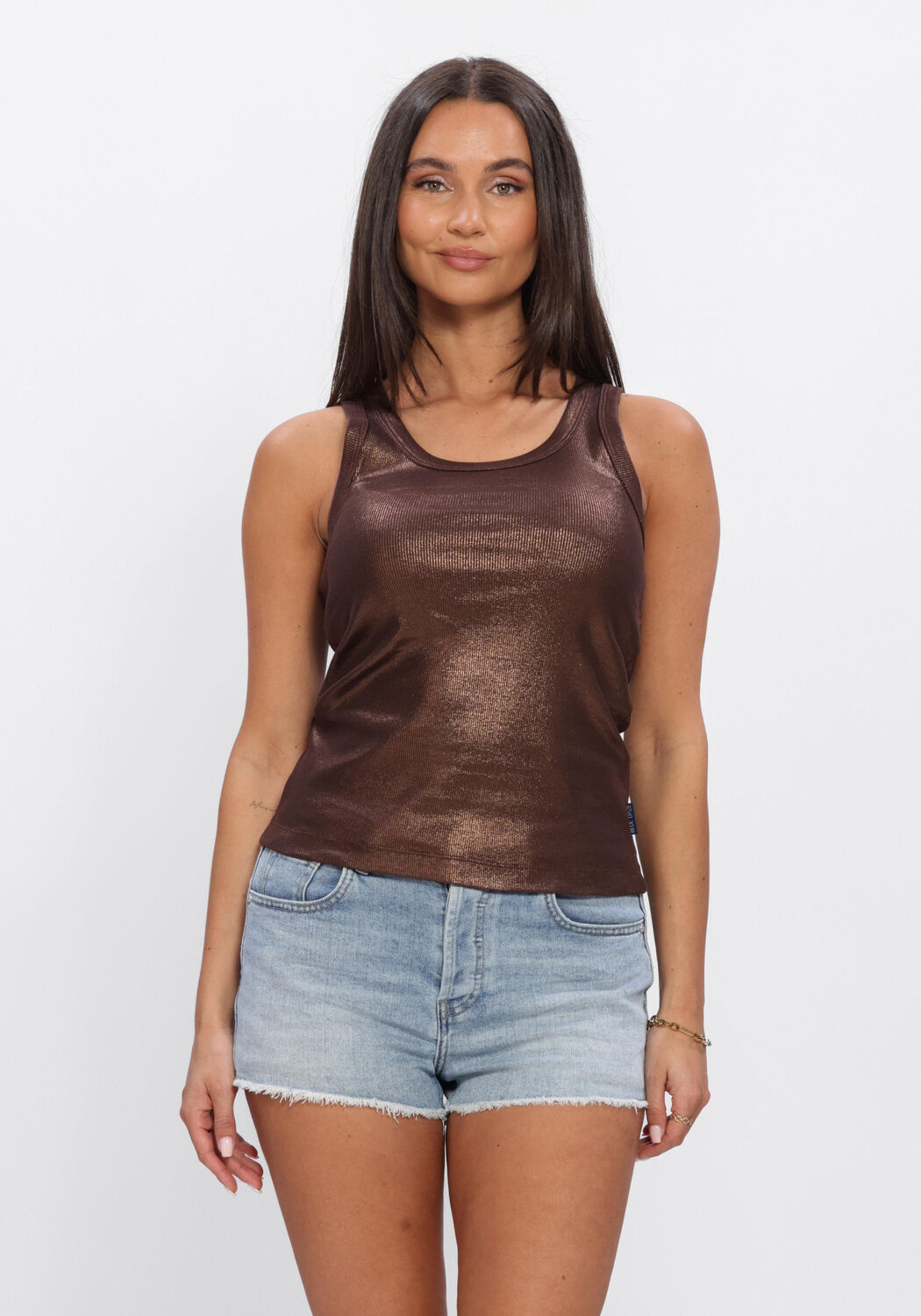Bruine SUMMUM Top RIB TANKTOP COTTON RIB - large