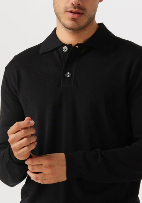 SELECTED HOMME Pull SLHTRAY LS KNIT MERINO POLO en noir - large