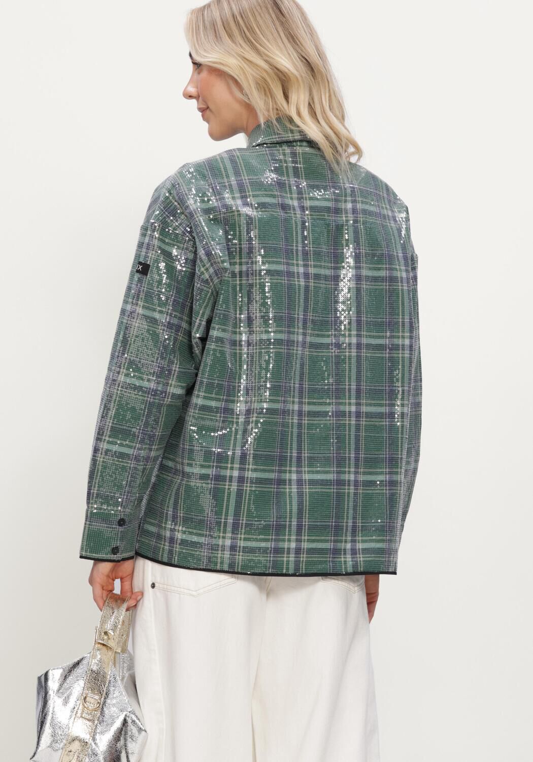 ALIX THE LABEL LADIES WOVEN SEQUINS CHECK BLOUSE Blouses en vert - large