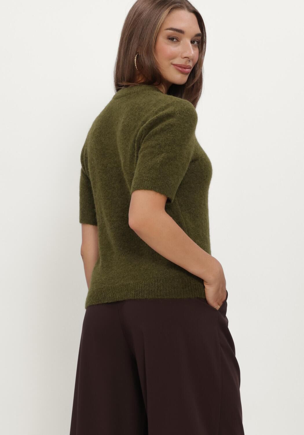 Groene Y.A.S. Trui YASJOHI SS WOOL BLEND PULLOVER - large