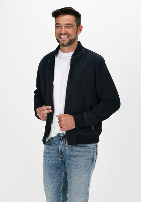SELECTED HOMME Veste en cuir SLHICONIC BOMBER SUEDE JKT W S en bleu - large