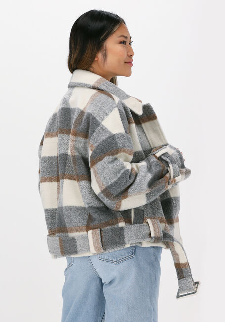 NA-KD Jack BELTED SHORT CHECKED JACKET Blanc - large