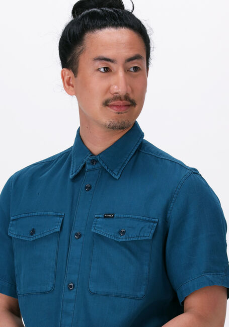 Blauwe G-STAR RAW Casual overhemd MARINE SLIM SHIRT S\S - large