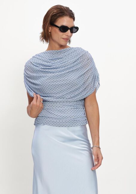 NEO NOIR COTTUNA DOT DRAPY MESH TOP Blouses Bleu clair - large