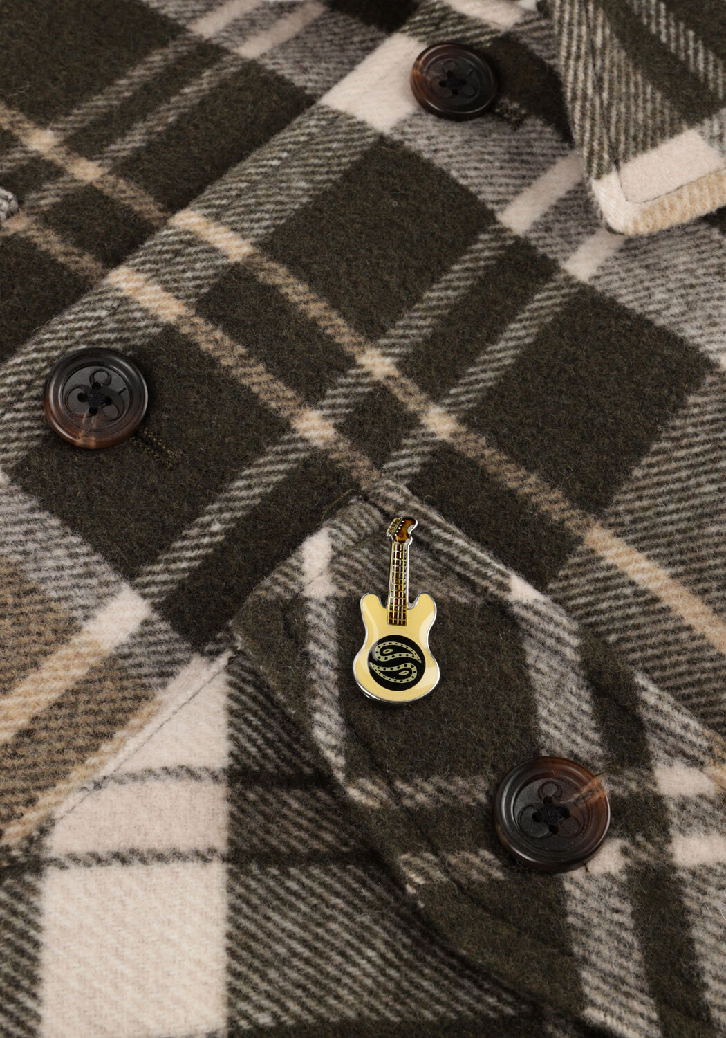 Groene SCOTCH & SODA Overshirt BRUSHED WOOL-BLEND CHECKED OVERSHIRT - large