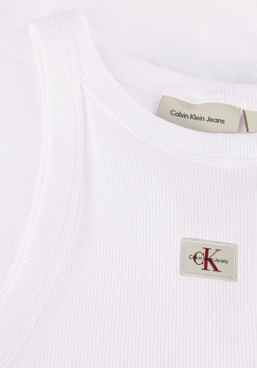 Witte CALVIN KLEIN Top WOVEN LABEL RIB TANK TOP - large