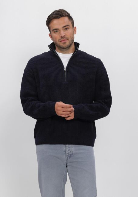 BUTCHER OF BLUE Pull MARKET HALF ZIP Bleu fonc&eacute; - large