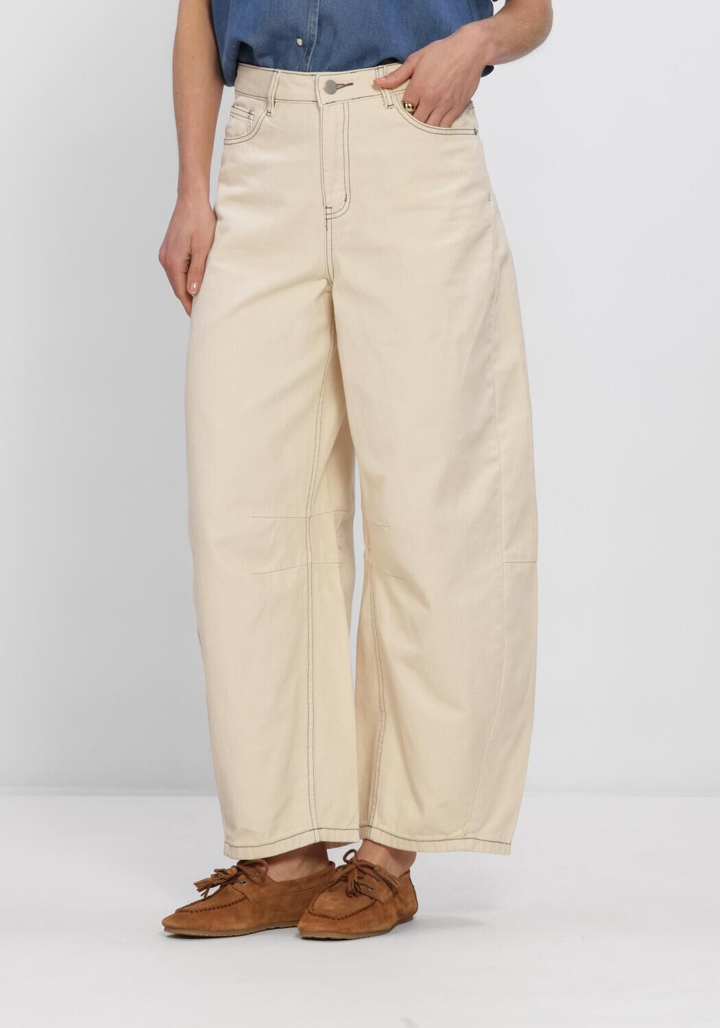 OBJECT OBJMIO ANDREA MW CROPPED TWILL JEANS Jeans en beige - large