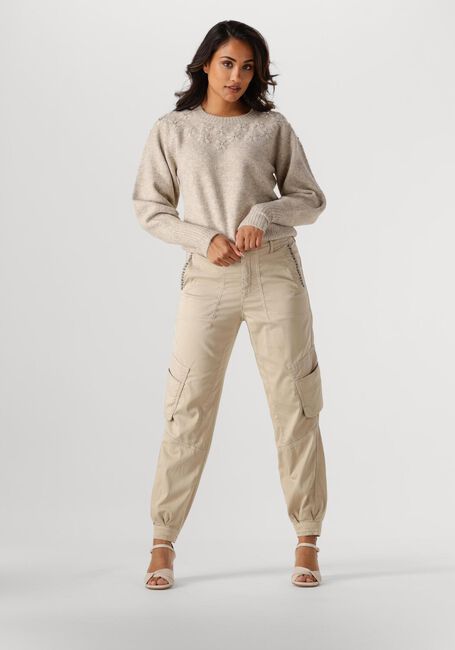 SUMMUM Pull SWEATER WOOL ELASTANE BLEND KNIT en beige - large