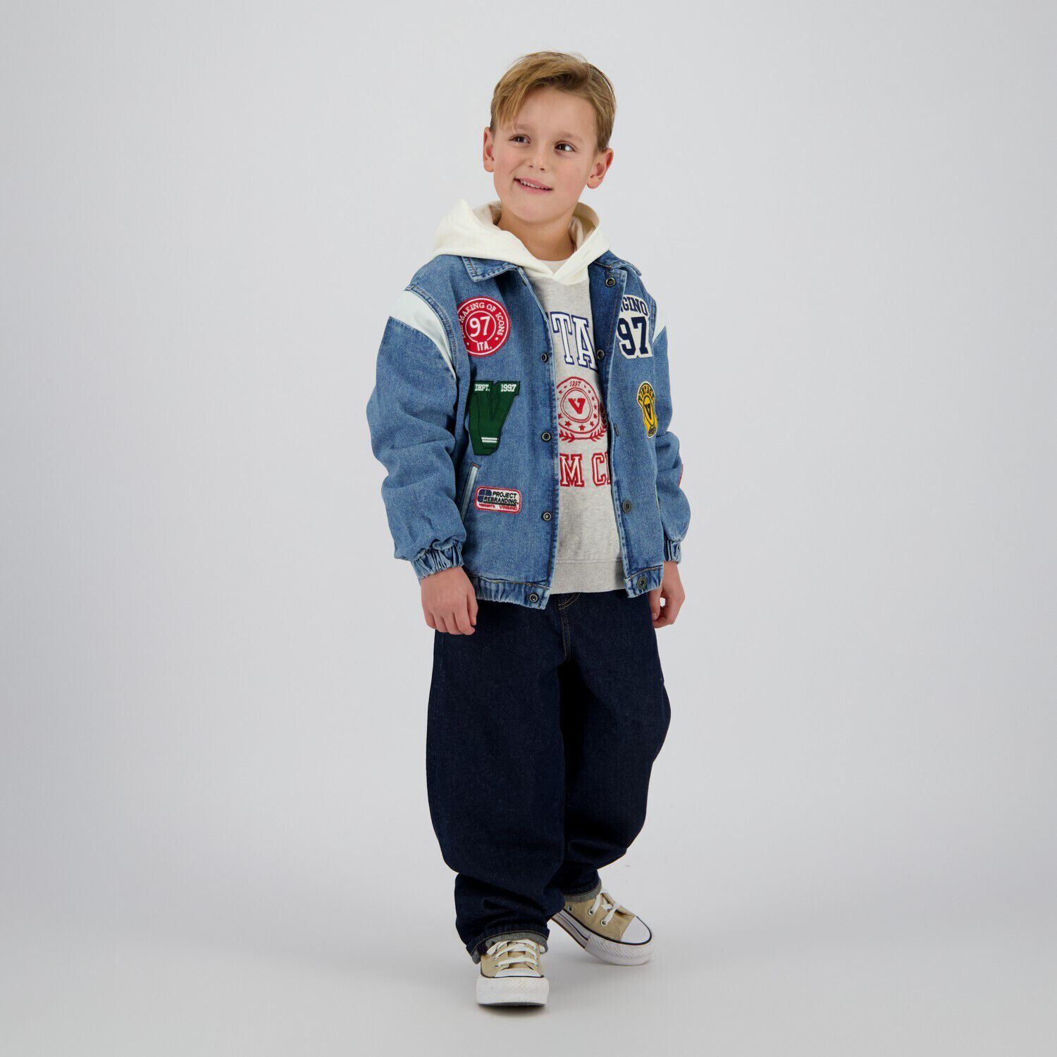 VINGINO Veste en jean FIGO BADGE Bleu clair - large