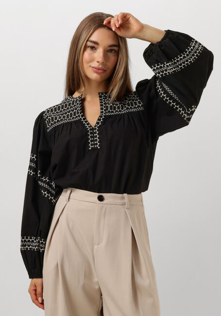 SUMMUM Haut TOP EMBROIDERED COTTON POPLIN en noir - large