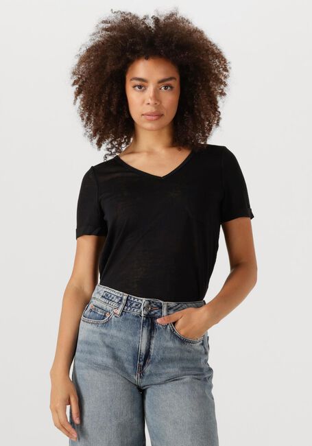 OBJECT T-shirt OBJETESSI SLUB S/S V-NECK NOOS en noir - large
