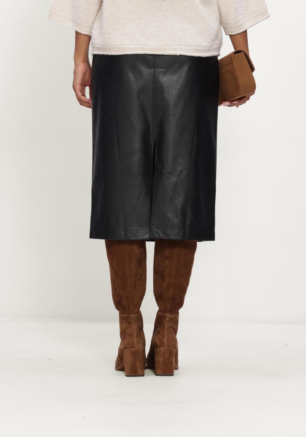 SIMPLE Jupe midi JER-PU-VIS-26-3 en noir - large