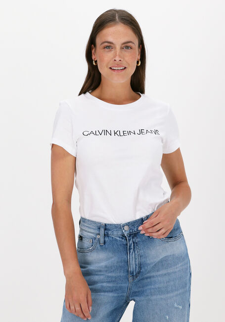 CALVIN KLEIN T-shirt CORE INSTIT LOGO SLIM FIT TEE en blanc - large