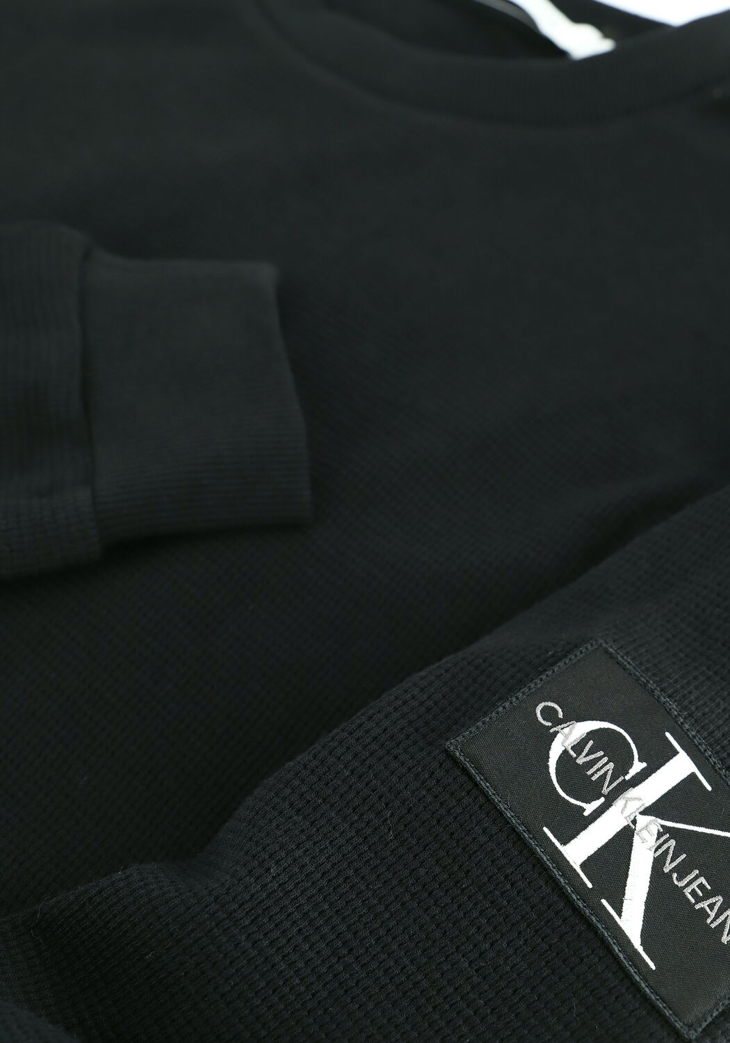 Zwarte CALVIN KLEIN Sweater BADGE WAFFLE LS TEE - large