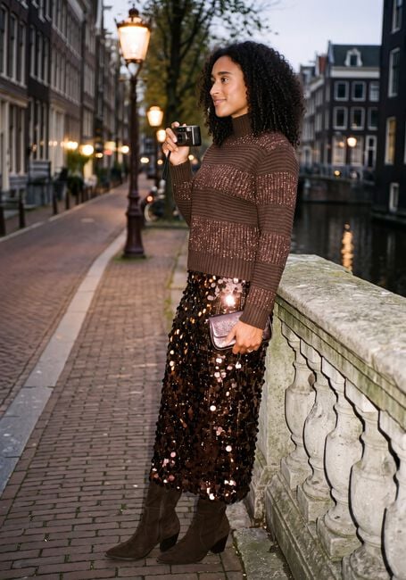 POM AMSTERDAM Jupe maxi LINA CHOCOLATE BROWN en marron - large