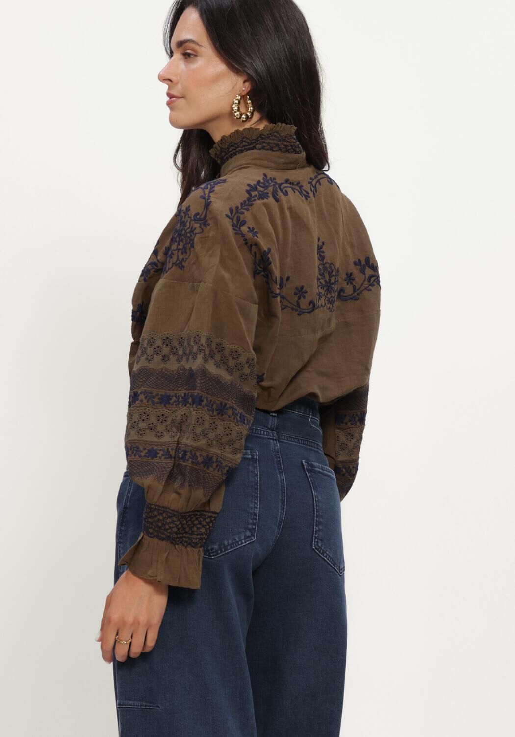 Donkergroene ANTIK BATIK  BIG BLOUSE - large