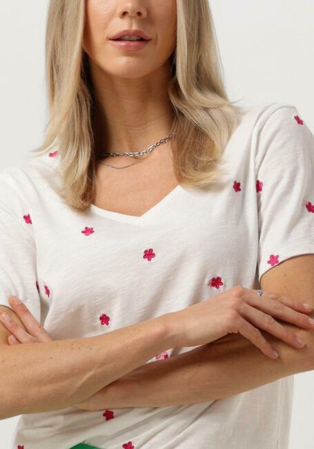 Ecru FABIENNE CHAPOT T-shirt PHILL V-NECK PINK FLOWER T-SHIRT - large