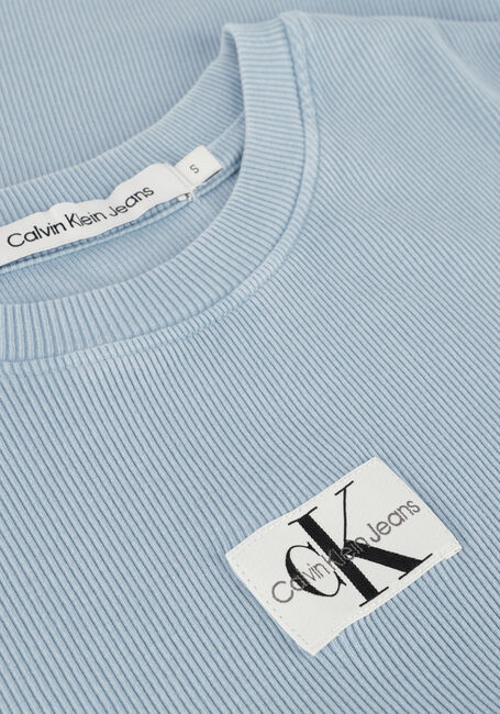 CALVIN KLEIN T-shirt LABEL WASHED RIB SLIM TEE Bleu clair - large