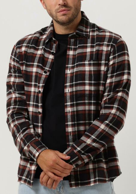 CAST IRON Chemise décontracté LONG SLEEVE SHIRT BRUSHED YARN DYED CHECK en marron - large