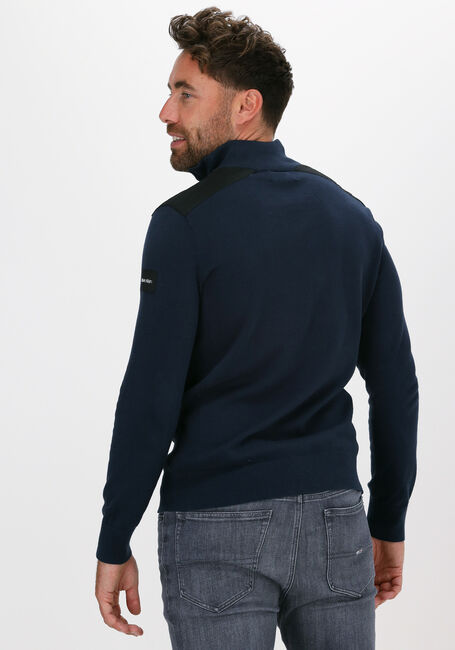 Blauwe CALVIN KLEIN Trui MIX MEDIA QUARTER ZIP - large