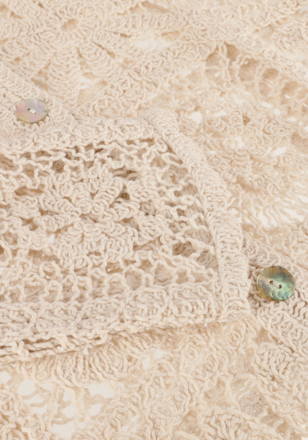 Ecru SUMMUM  SHORT CARDIGAN FLOWER CROCHET KNIT - large