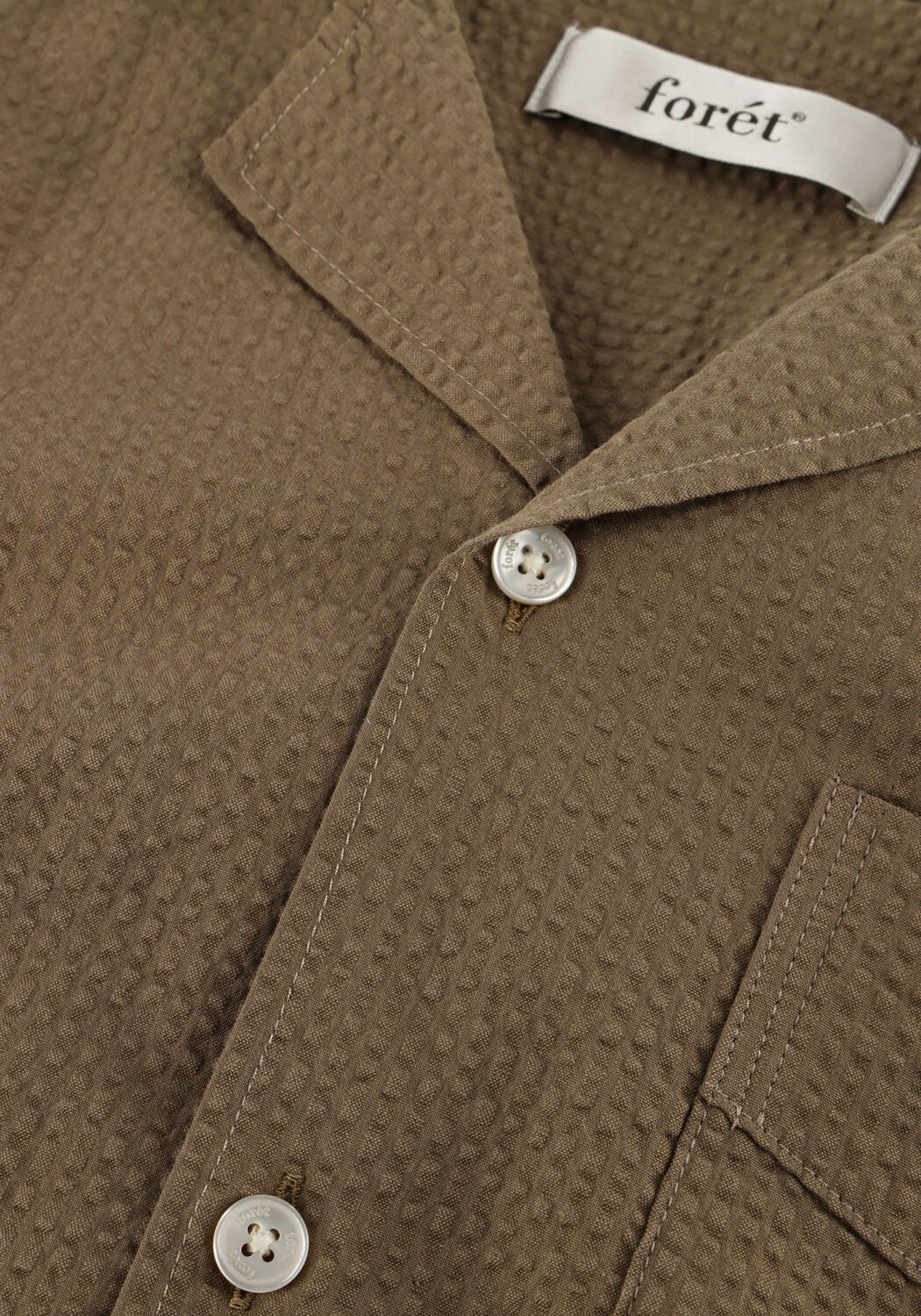 FOR&Eacute;T Chemise d&eacute;contract&eacute; PEER SEERSUCKER REGULAR SS SHIRT Kaki - large