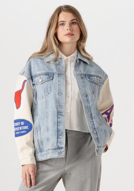 ALIX THE LABEL Veste en jean LADIES WOVEN MIXED SLEEVES DENIM JACKET en bleu - large