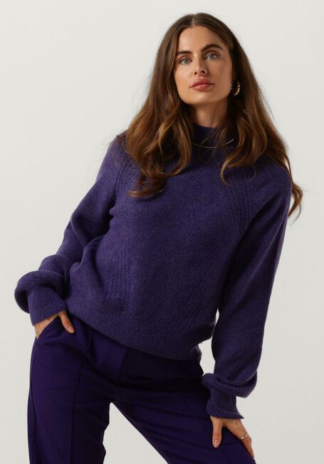 JANSEN AMSTERDAM Pull K190 KNIT TURTLE NECK RAGLAN LONG SLEEVES en violet - large
