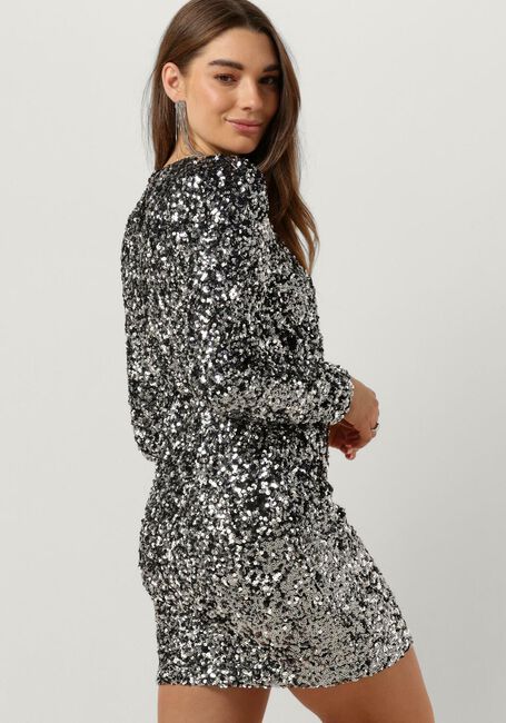 Zilveren SELECTED FEMME Mini jurk SLFCOLYN LS SHORT SEQUINS DRESS - large