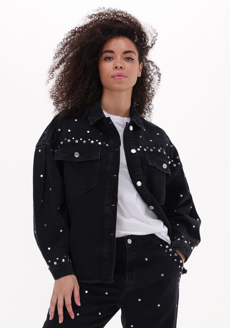 Grens Varken auteur Zwarte ALIX THE LABEL Spijkerjas LADIES WOVEN STUDDED DENIM JACKET | Omoda