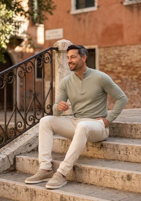 STEFANO LAURAN Pull HALF ZIP ANDERS en vert - large