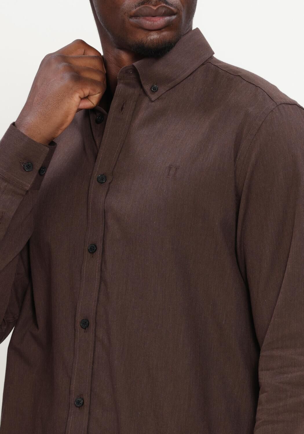 LES DEUX Chemise classique SOFT FLANNEL SHIRT en marron - large