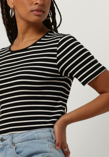 ANOTHER LABEL T-shirt ELYNE STRIPE T-SHIRT S/S en noir - large