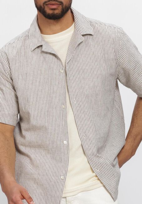 LES DEUX Chemise d&eacute;contract&eacute; LUKAS STRIPE COTTON LINEN SS SHIRT &Eacute;cru - large
