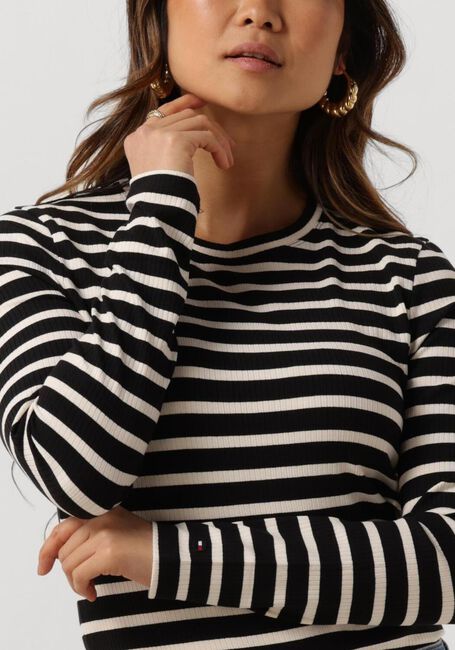 TOMMY HILFIGER SLIM 5X2 RIB STRIPE C-NK LS Hauts & T-shirts en noir - large